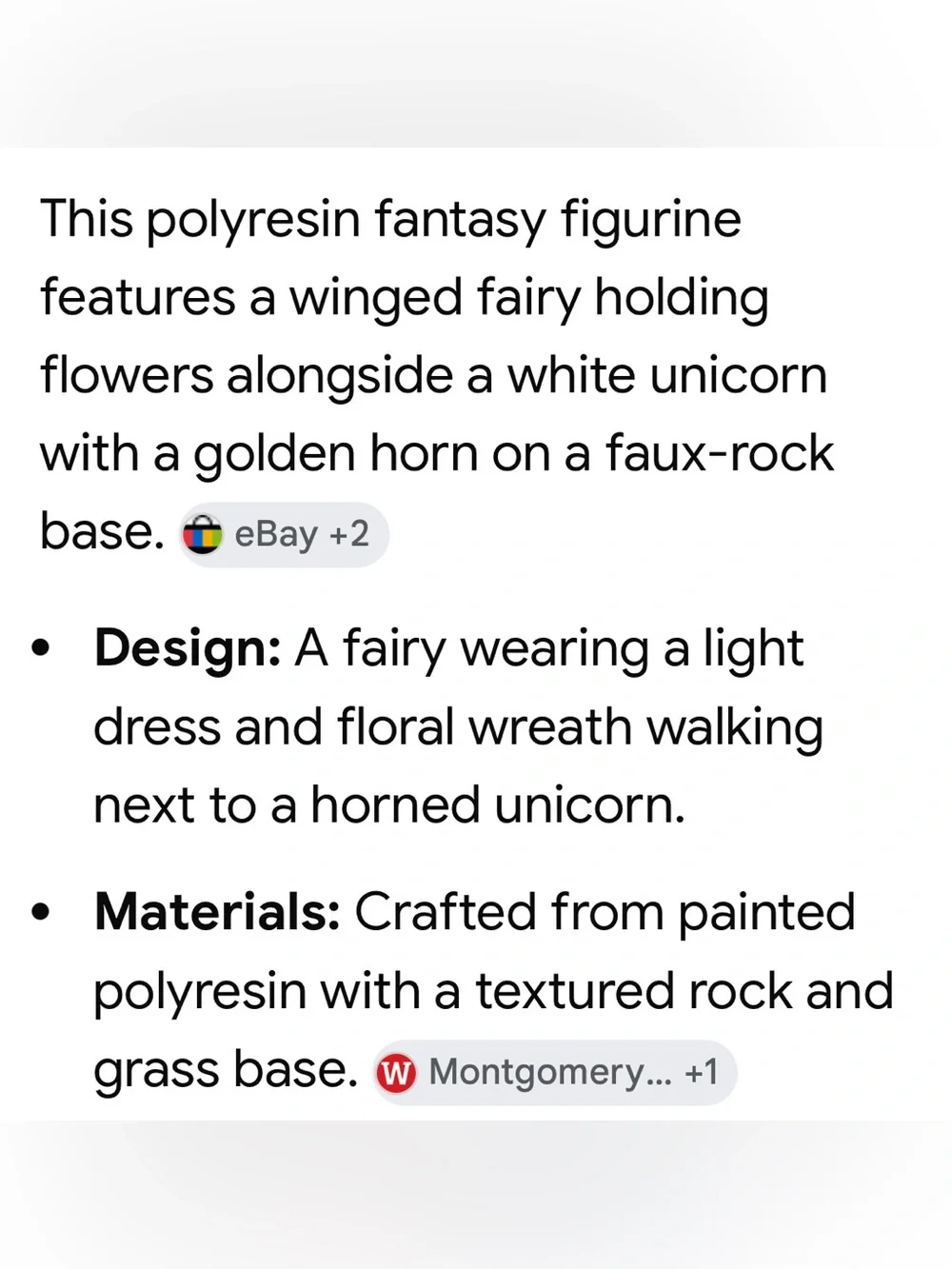 Fairy and Unicorn fantasy Figurine Polyresin